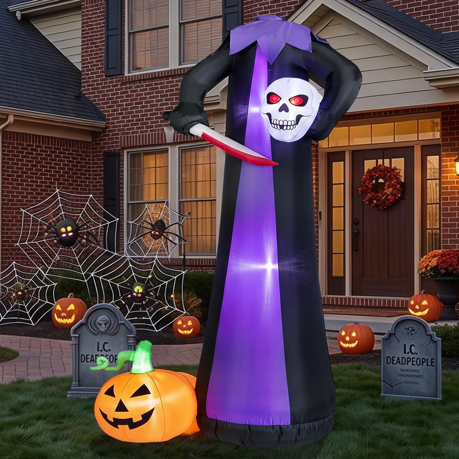 Detalle de AURORAKI WK-089 10-Foot Headless Skeleton Halloween Inflatable with LED Lights