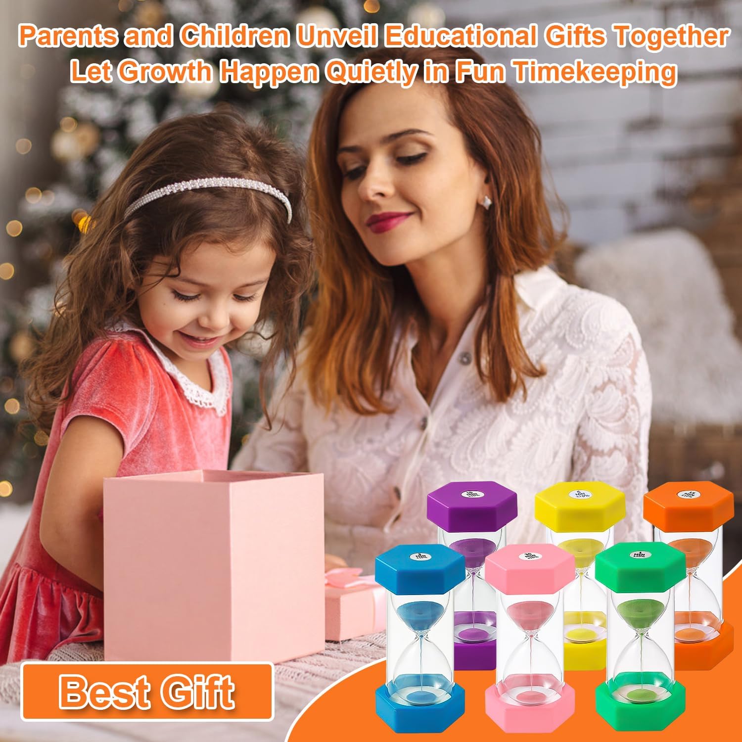 Detalle de 6 Clessidre Colorate per Bambini – Set Timers da 1 a 30 minuti (Italiano), Clessidre Didascaliche per Cucina, Studio e Giochi