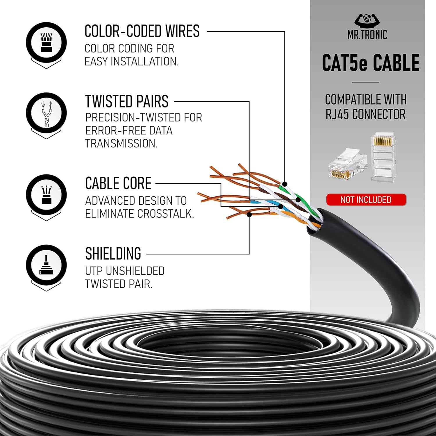 Thumbnail 1 de Mr. Tronic Bulk Cat 5E Ethernet Cable 50m