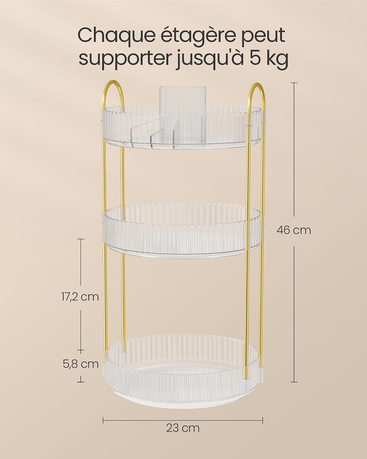 Thumbnail 4 de Organisateur Maquillage Rotatif SONGMICS JKA011W02 – 3 niveaux, séparables, rangement bijoux et coiffeuse