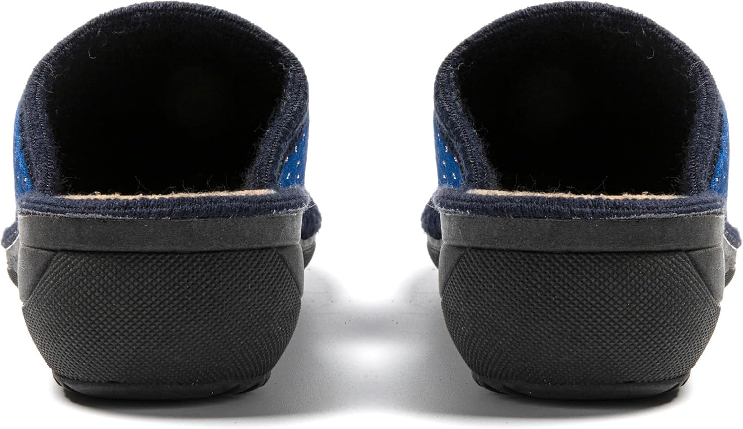 Detalle 1 de JOMIX winterpantoffels voor dames met sleehak, imitatiebont en strass