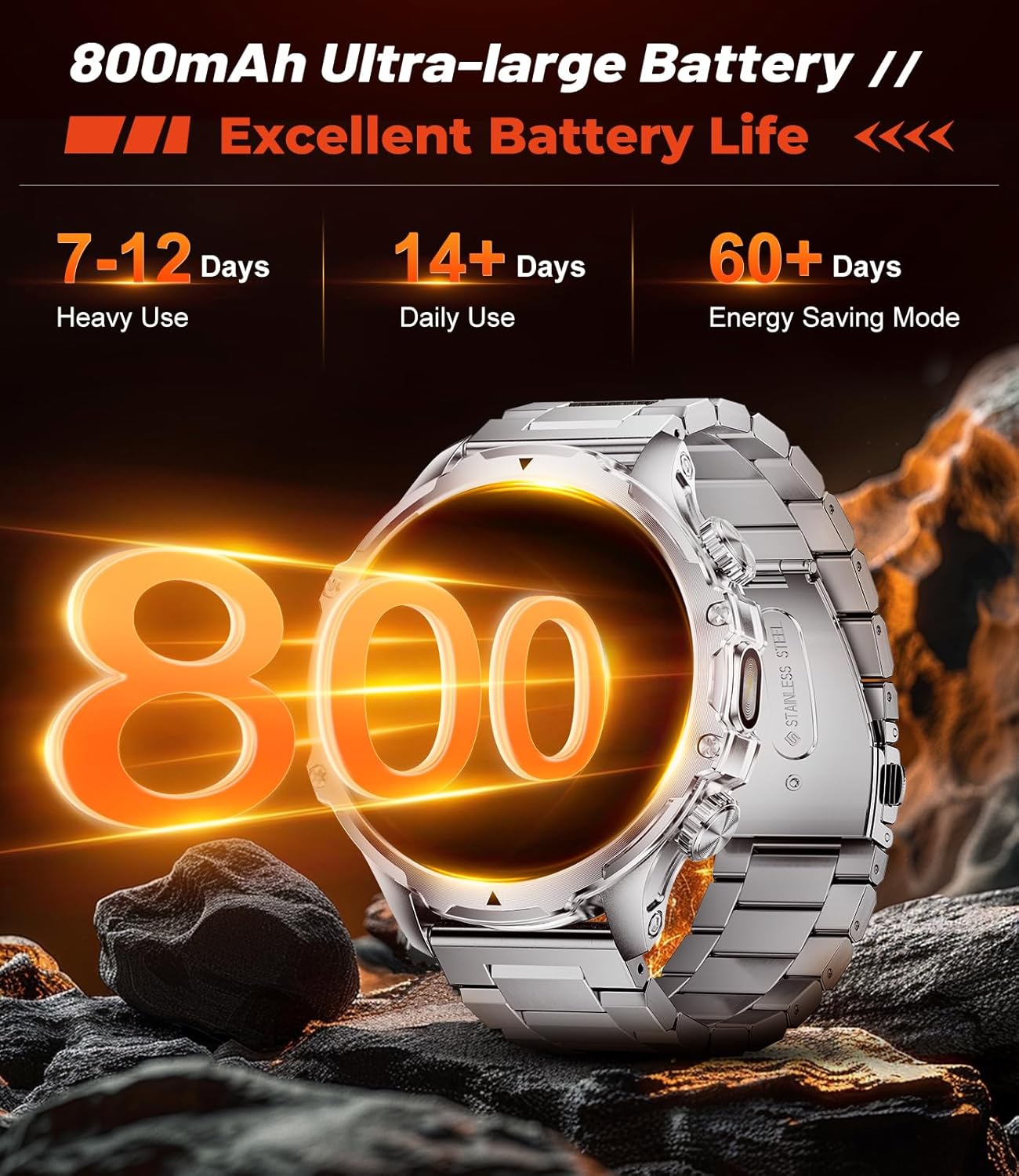 Thumbnail 1 de LIGE Smart Watch for Men with 1.85-Inch Display, 800 mAh Battery and LED Flashlight