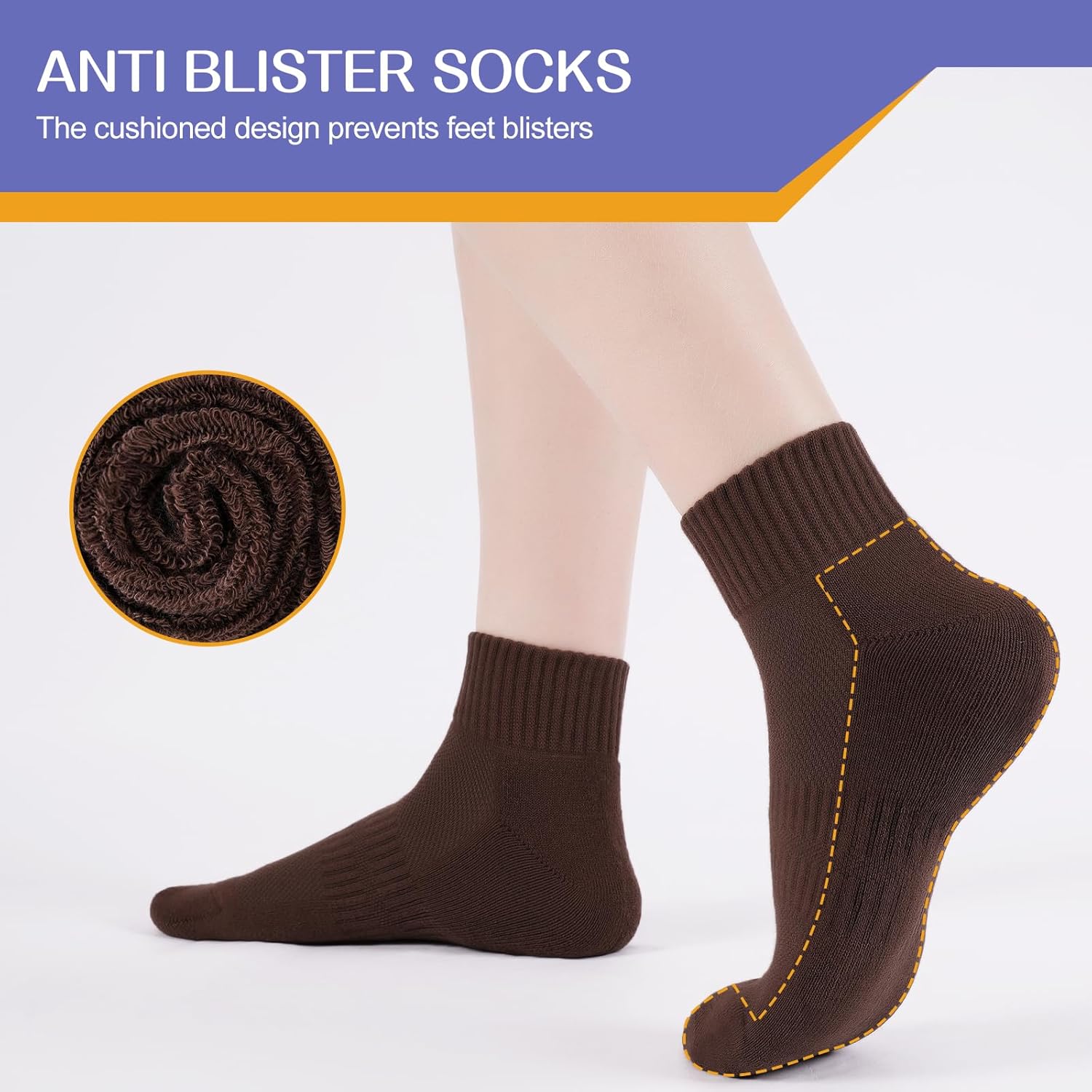 Thumbnail 3 de Stoeury White Sports Ankle Socks – Cushioned, Breathable & Anti-Blister (4 Pairs)