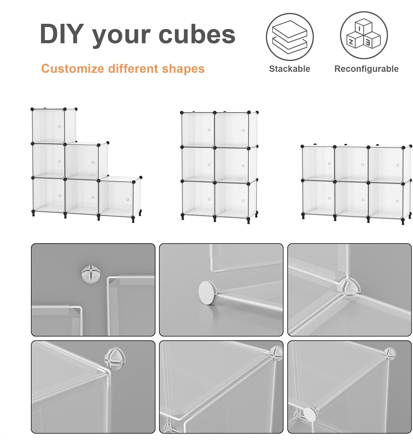 Thumbnail 6 de ATTDETJL 6-Cube Storage Unit with Doors (ATTSL6001) – Black 30x30x30cm compartments
