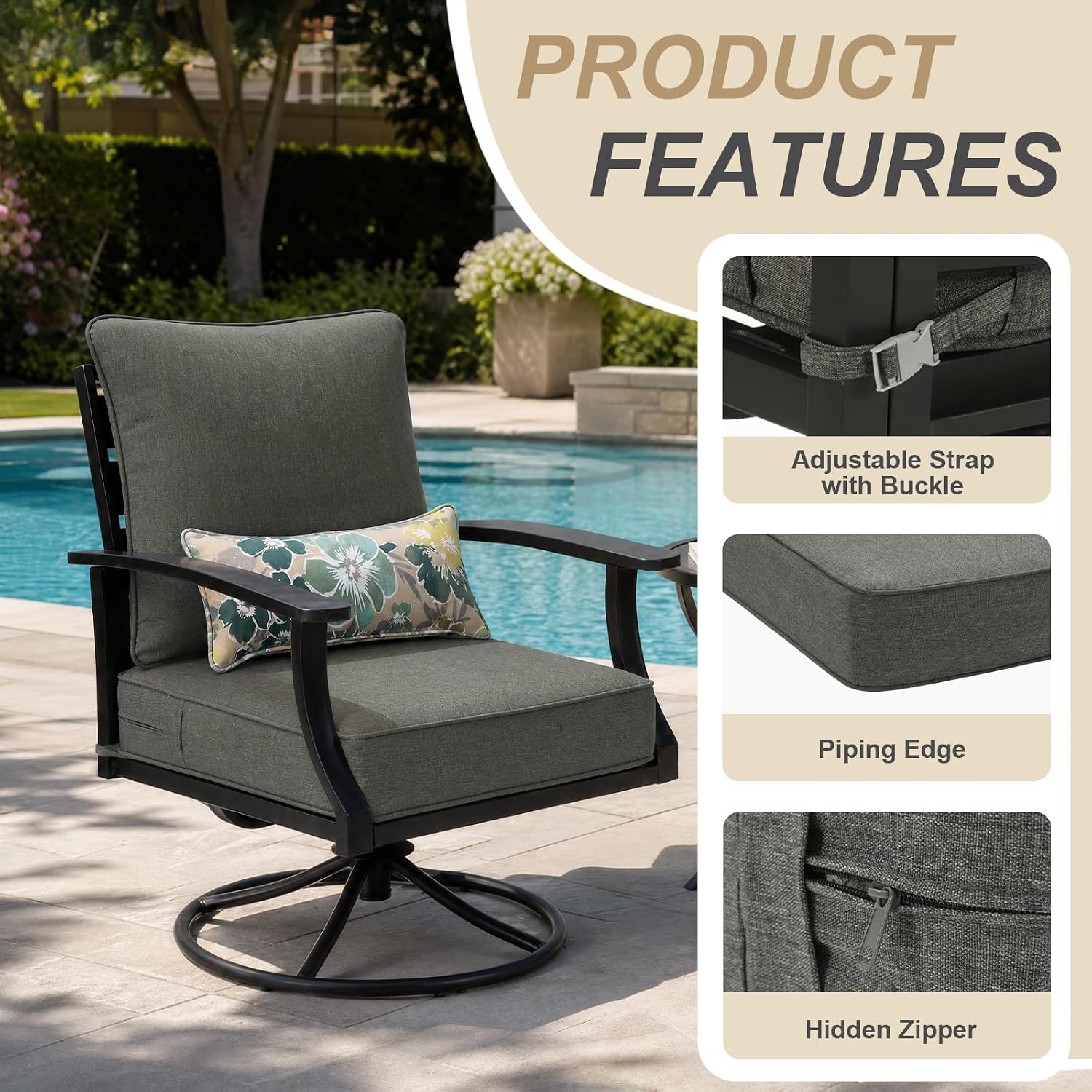 Thumbnail 6 de BPS Patio Seat Cushions, 23 x 26 Inch
