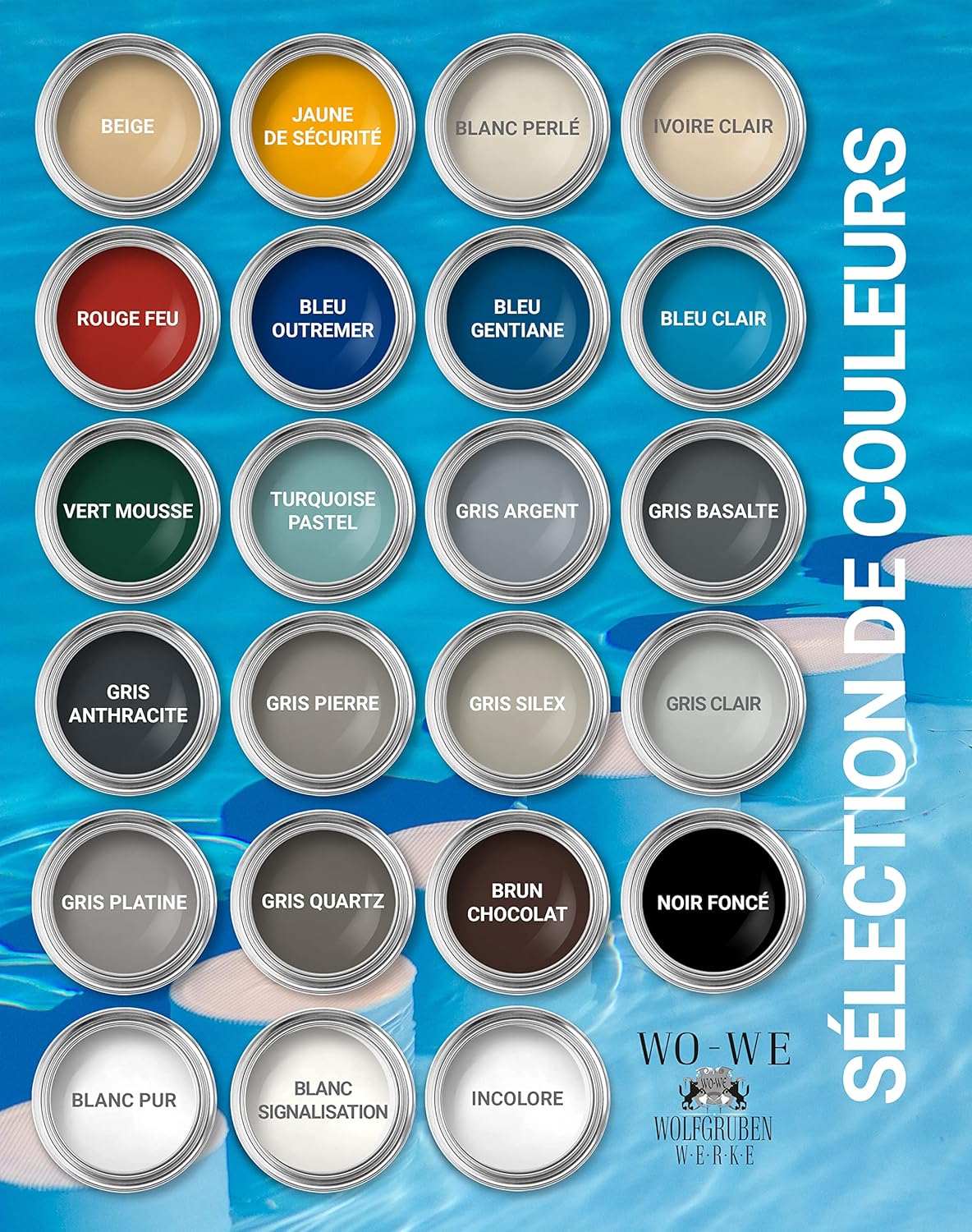 Thumbnail 1 de WO-WE Kit de Peinture Résine pour Piscine SL450 – Ivoire clair (RAL 1015) 10 kg