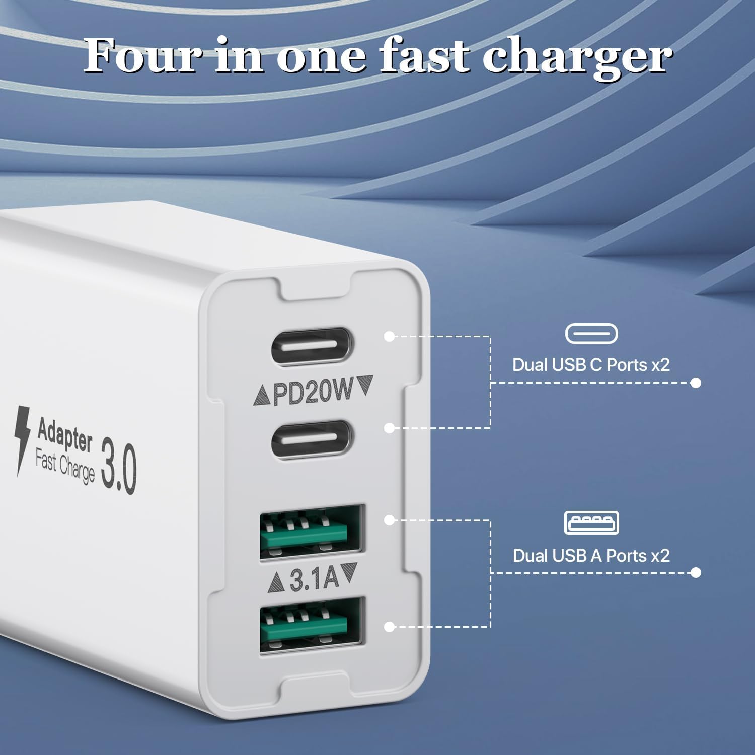 Detalle 2 de sccvee Cargador USB C 40W 4 puertos