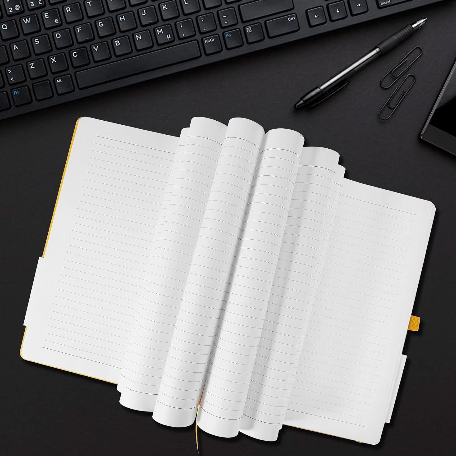 Thumbnail 5 de A4 Notebook – Hardcover Journal with Elastic Closure, Pen Loop, and Bookmark, 160 Pages, 8.3" x 11.18", Yellow