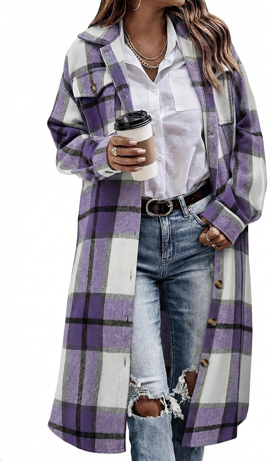 Thumbnail 5 de SKIKYAN Flannel Shacket Oversized