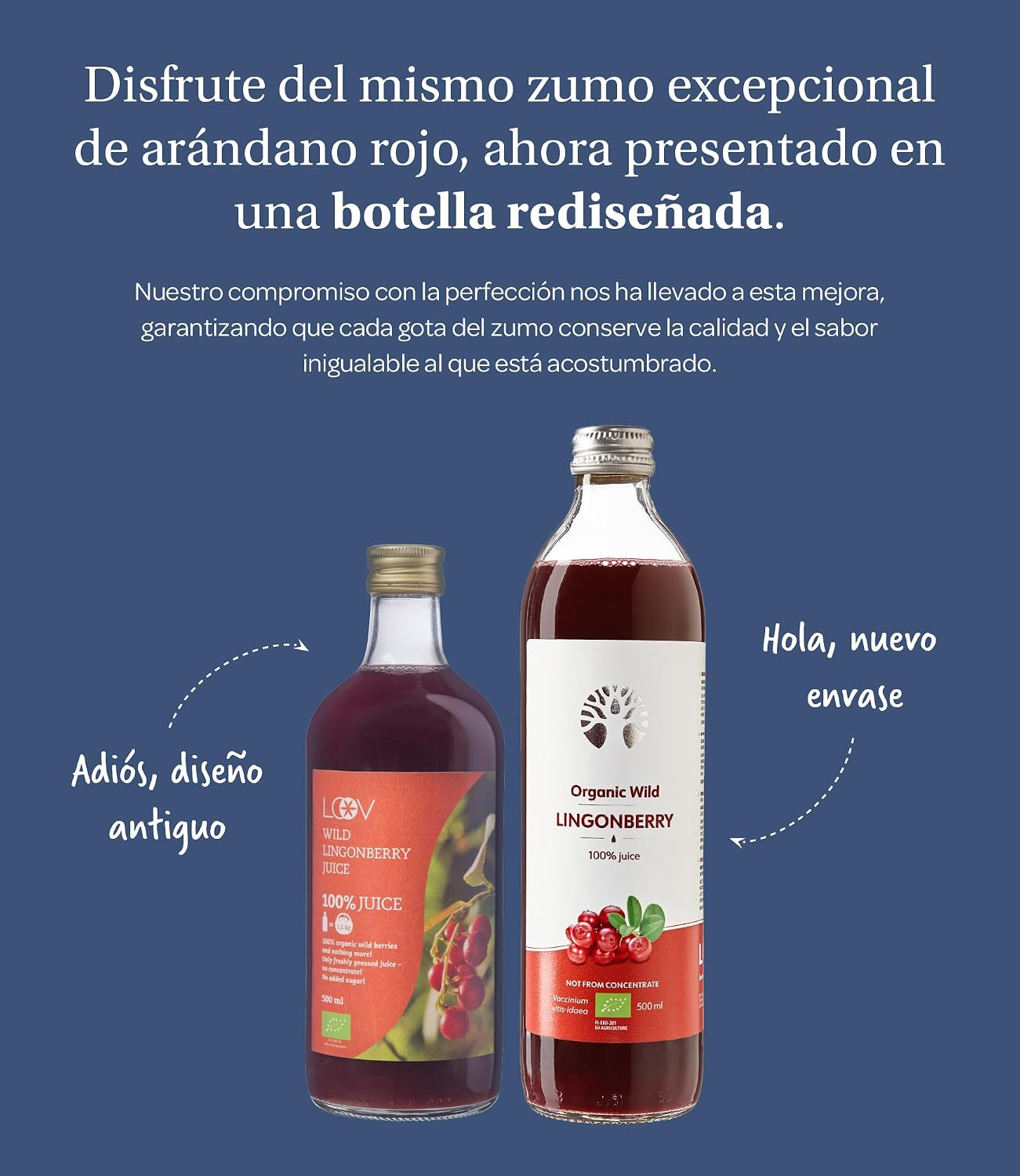 Detalle de LoOV Zumo de Arándano Rojo Orgánico 500 ml 🍒