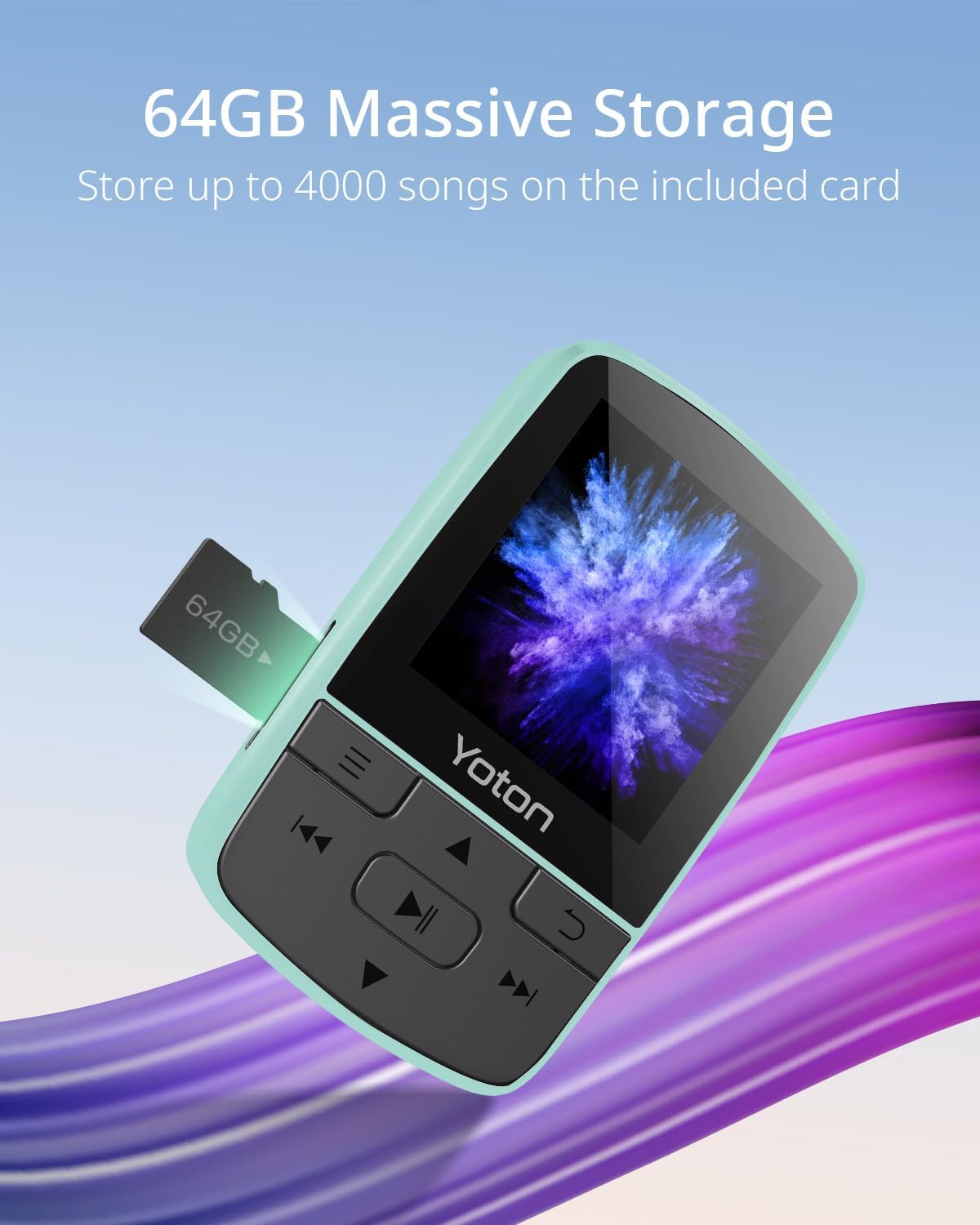 Detalle 2 de YOTON Lettore MP3 64 GB con clip sportiva