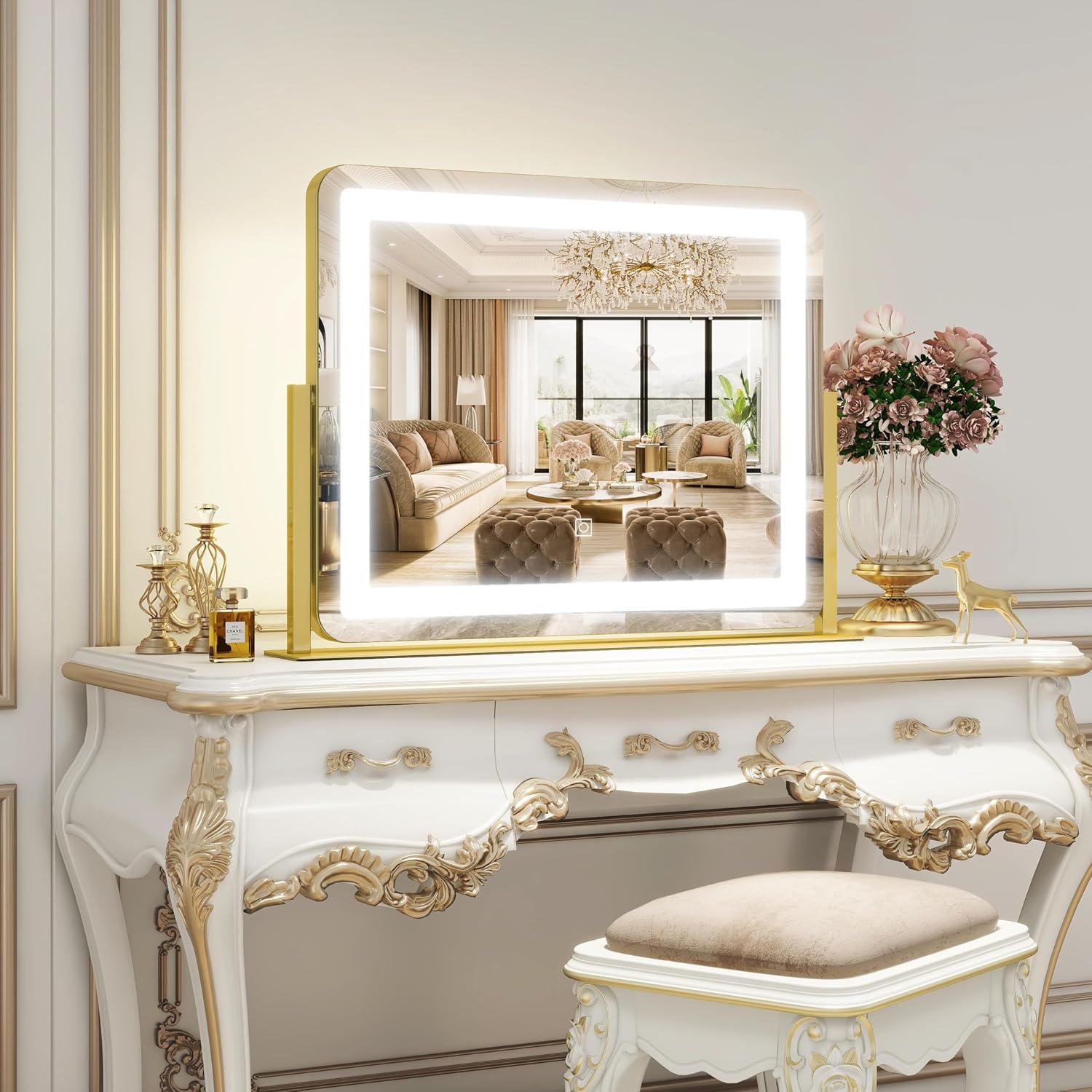 Detalle 2 de ROLOVE Gold Vanity Mirror 22"x17" LED vanity mirror 💄
