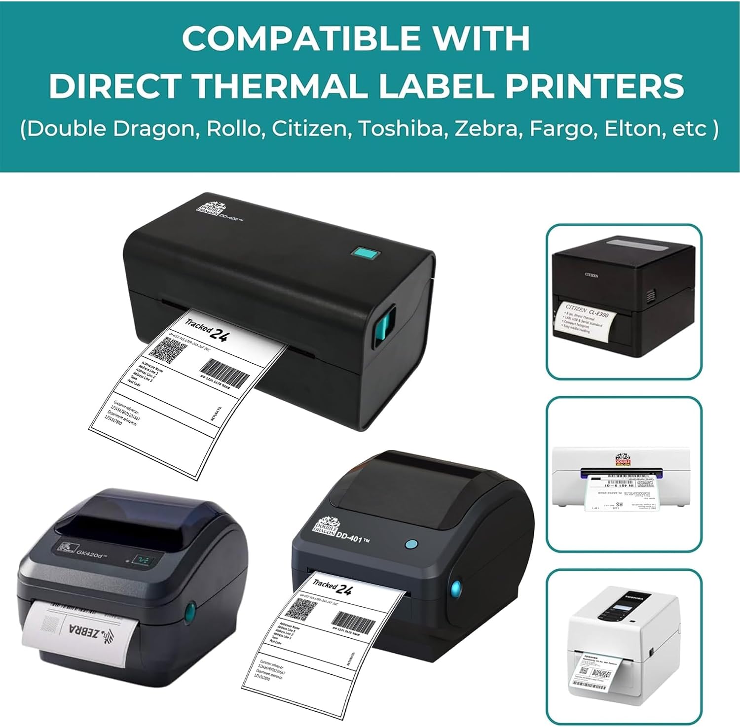 Detalle de Double Dragon 100 x 150 mm Premium Coated Direct Thermal Labels for Zebra & MUNBYN (10 rolls, 5000 labels)