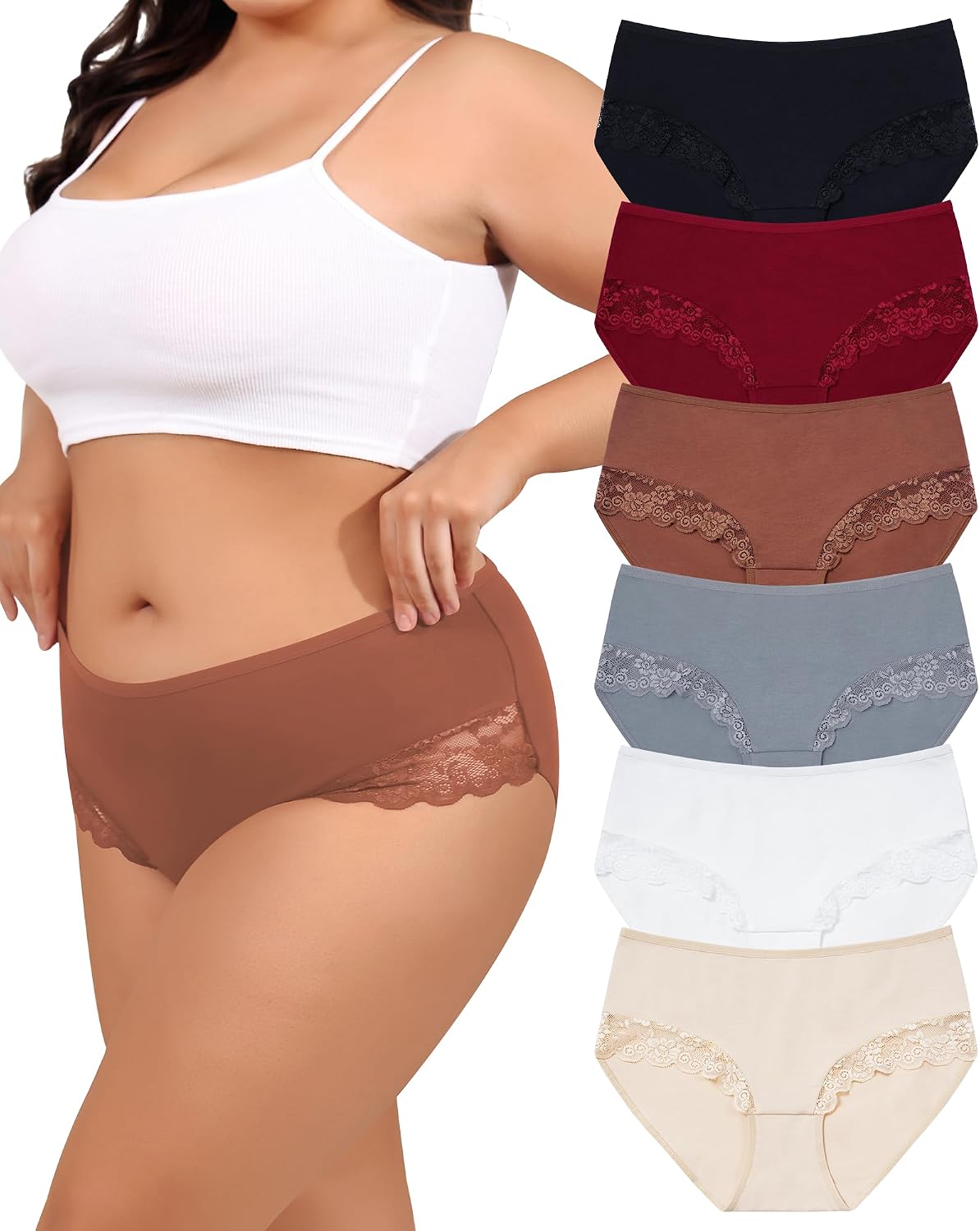 Detalle de Culotte grande taille coton dentelle 6 lots