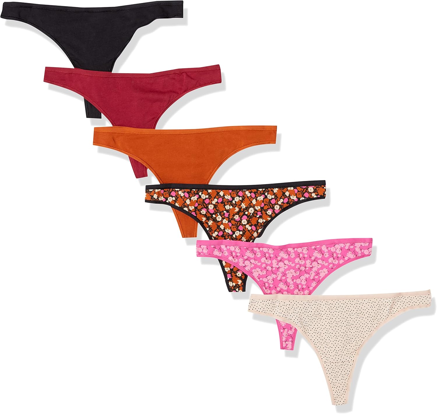 Detalle de Amazon Essentials Women's Breathable Cotton Thong Underwear, Pack of 6