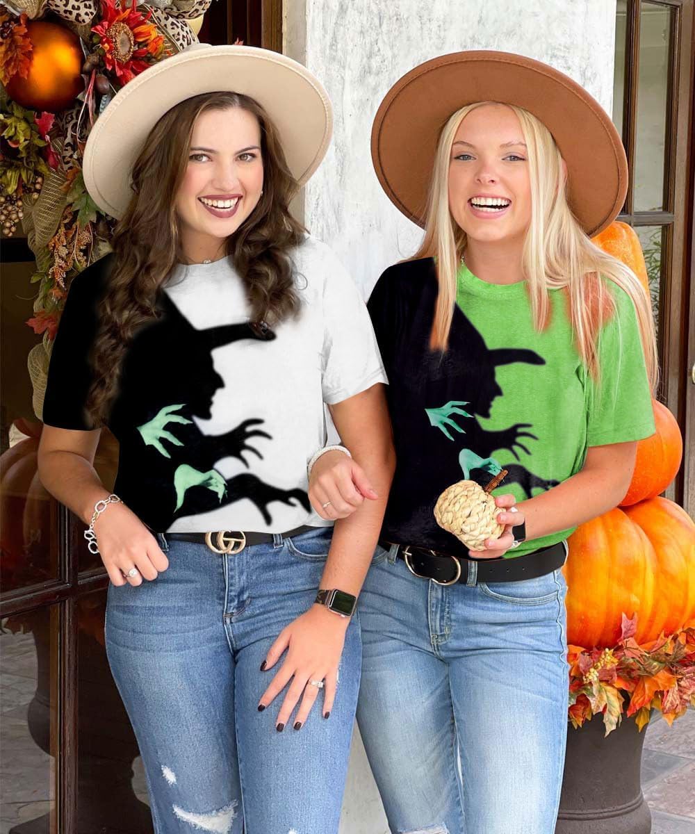 Detalle de SUPEYA Halloween Ghost Graphic Tee for Women, Short-Sleeve Fall Top