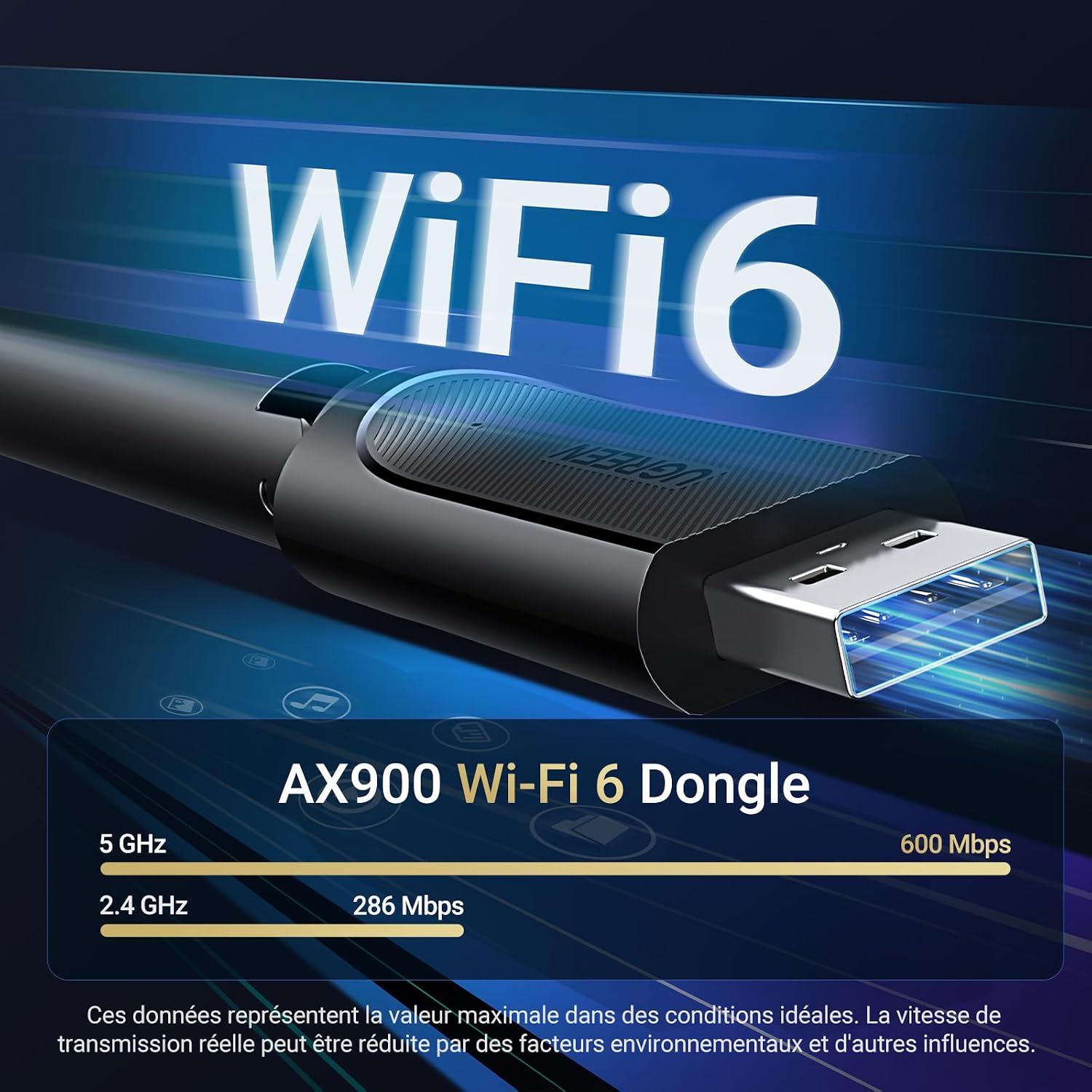 Detalle 2 de UGREEN AX900 WiFi 6 6dBi