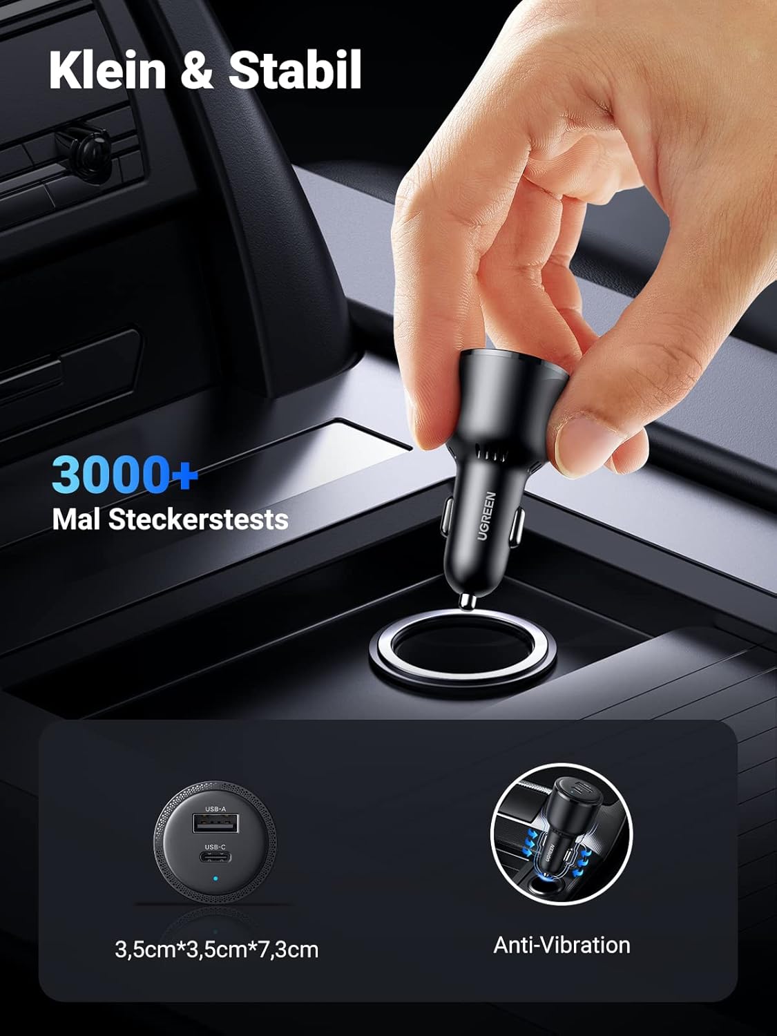 Thumbnail 5 de UGREEN Zigarettenanzünder-USB-C Autoladegerät 63W (45W + 18W) mit PPS für bis zu 2 Geräte