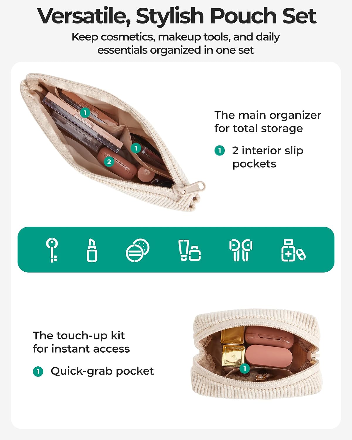 Detalle de BAGSMART Corduroy Makeup Bag Set