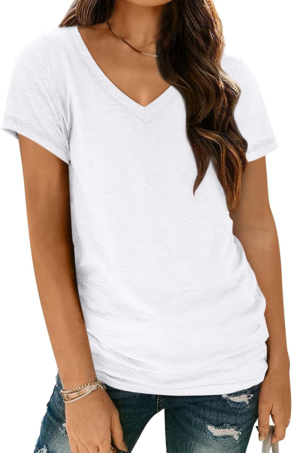 Imagen de AUTOMET Women’s Short Sleeve V-Neck T-Shirt (Lightweight, Soft, Stretch Blend) en OfertitasTOP