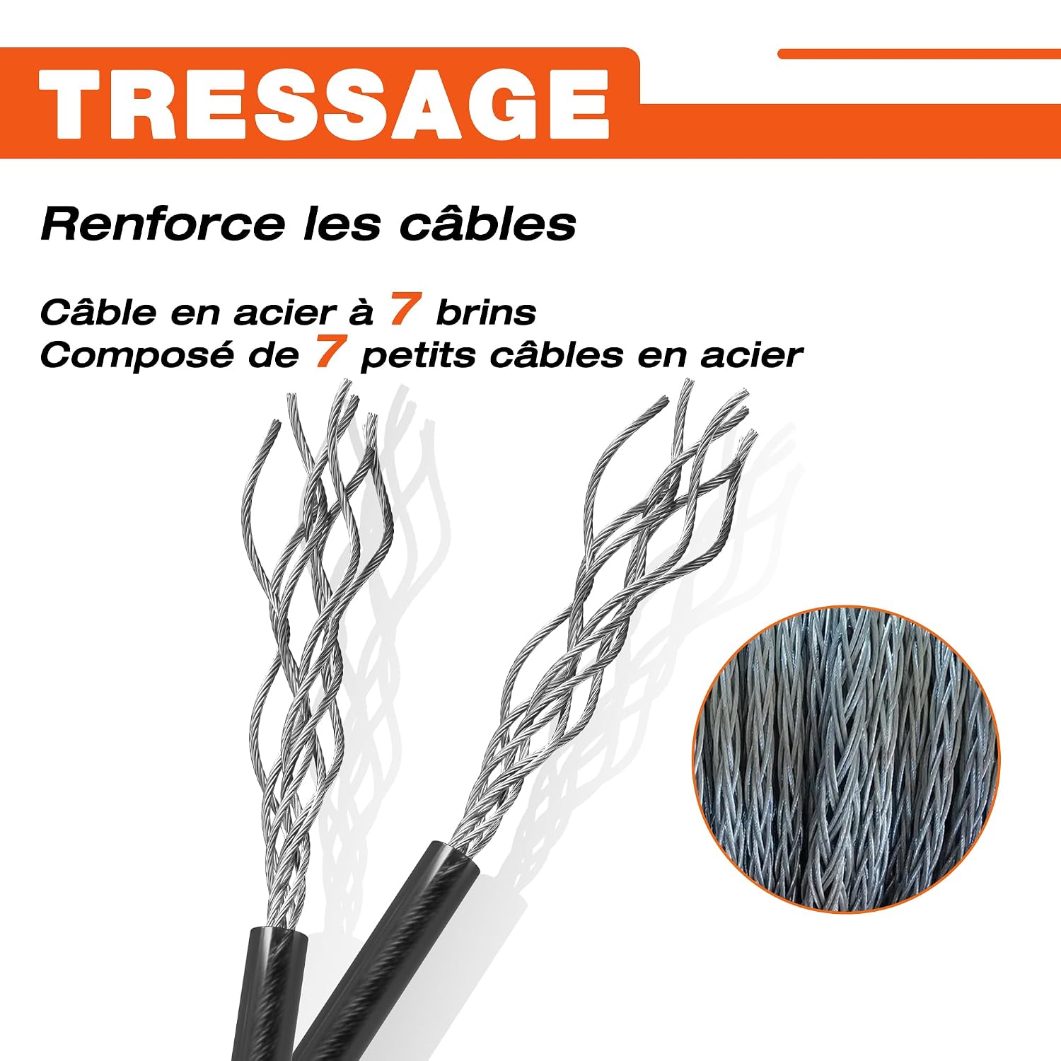 Detalle de ValueMax Câble antivol vélo 213 cm x 12 mm avec double boucle tressée