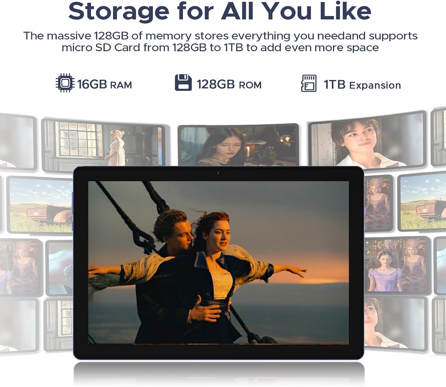 Thumbnail 5 de POPUX U10 Android 16 Tablet — 10.1 Inch, 16GB RAM + 128GB ROM, up to 2TB Expandable, Wi‑Fi 6, Android 16