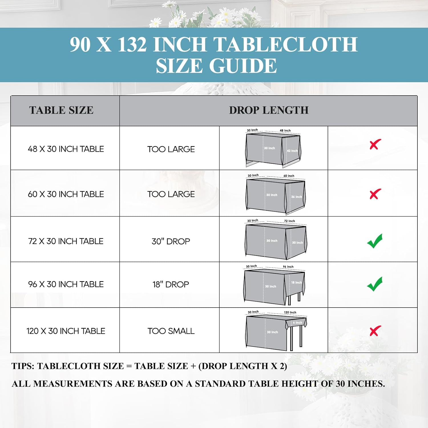 Thumbnail 1 de VidaFete 90x132in Rectangle Tablecloth 2-Pack