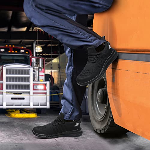 Detalle 2 de Safety Trainers Men Steel Toe Cap Trainers by LUPWEE – Black, UK 9.5