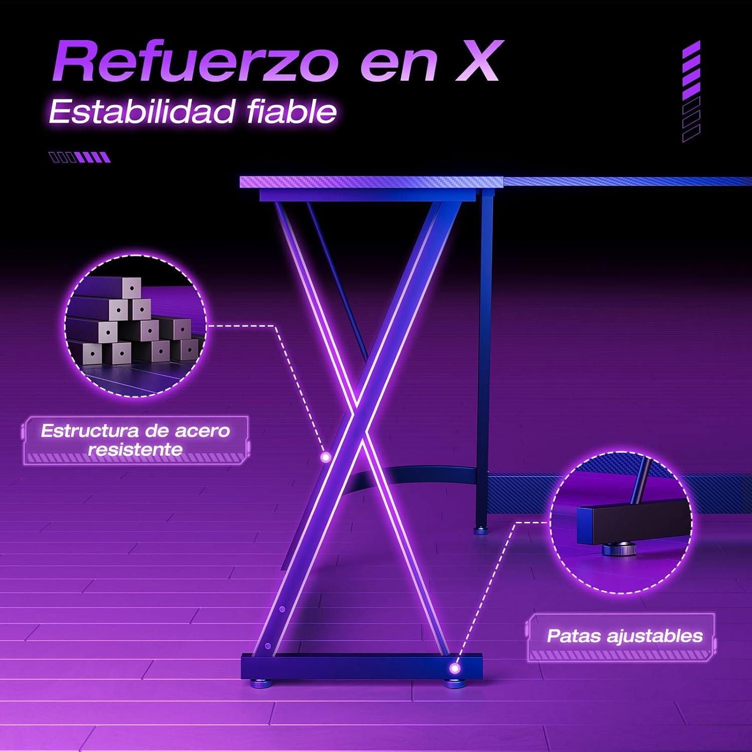 Detalle 2 de ODK Escritorio Gaming 120 x 120 cm 🖥