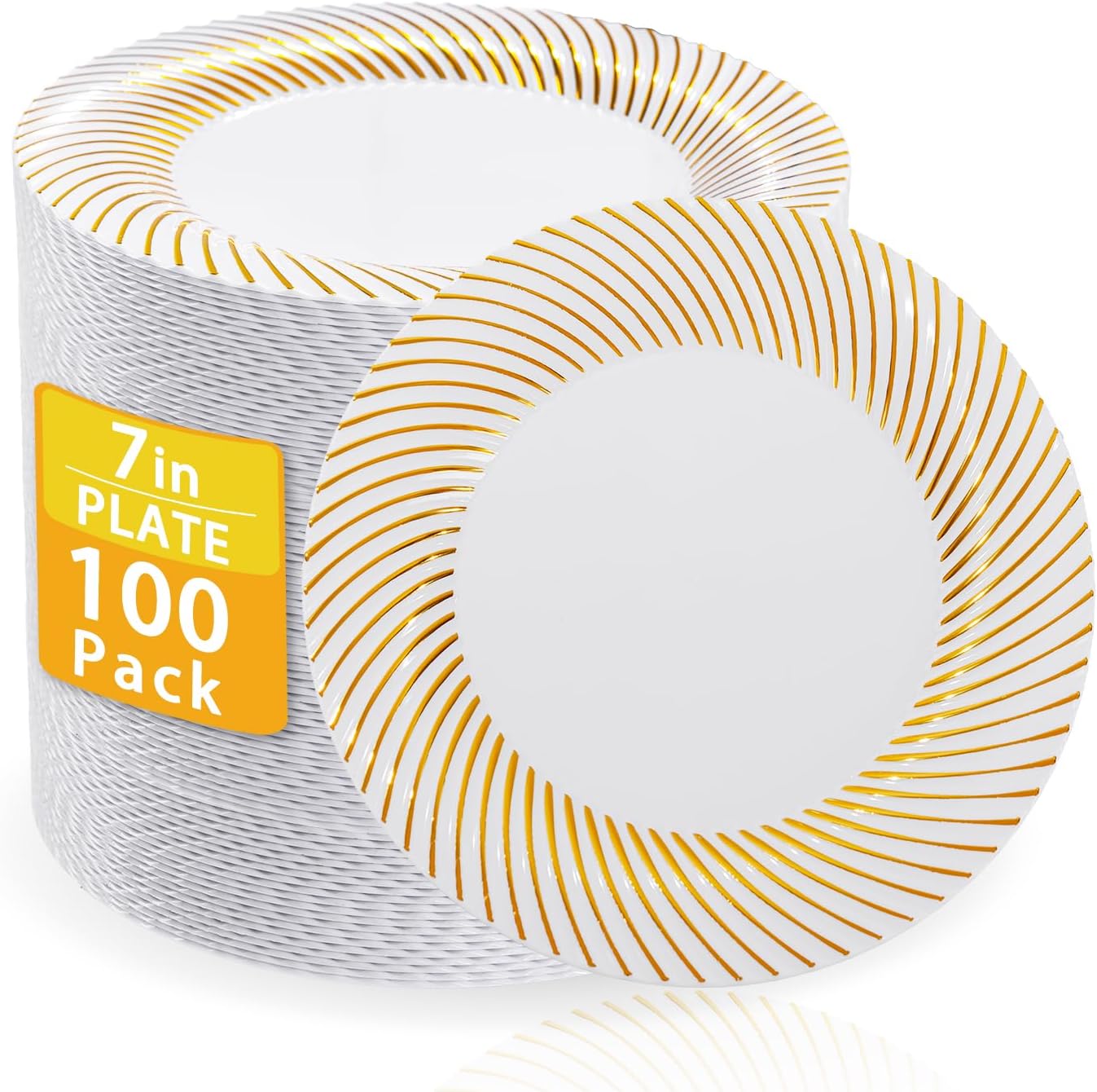 Detalle de Gold Plastic Dessert Plates, 7-Inch