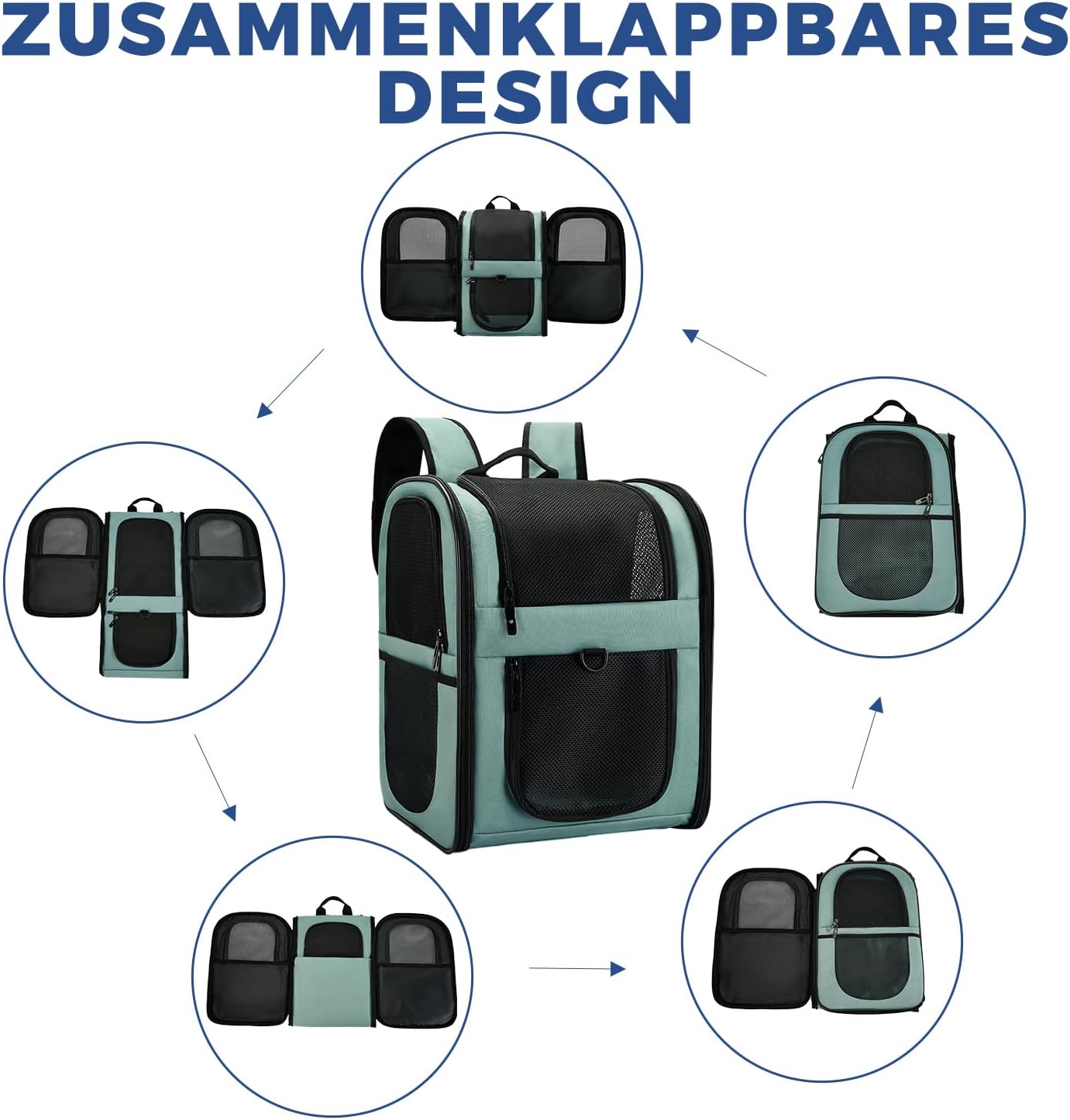 Thumbnail 5 de apollo walker HundeRucksack und KatzenRucksack für Kleine Haustiere (2–15 kg) – Gepolsterter Rücken, atmungsaktives Netz, Blau