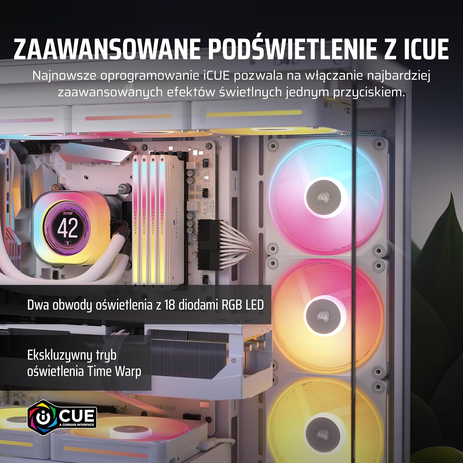 Detalle 1 de CORSAIR iCUE LINK LX140-R CO-9051056-WW – wentylatory 140 mm PWM RGB, odwrócony przepływ, 2 szt.