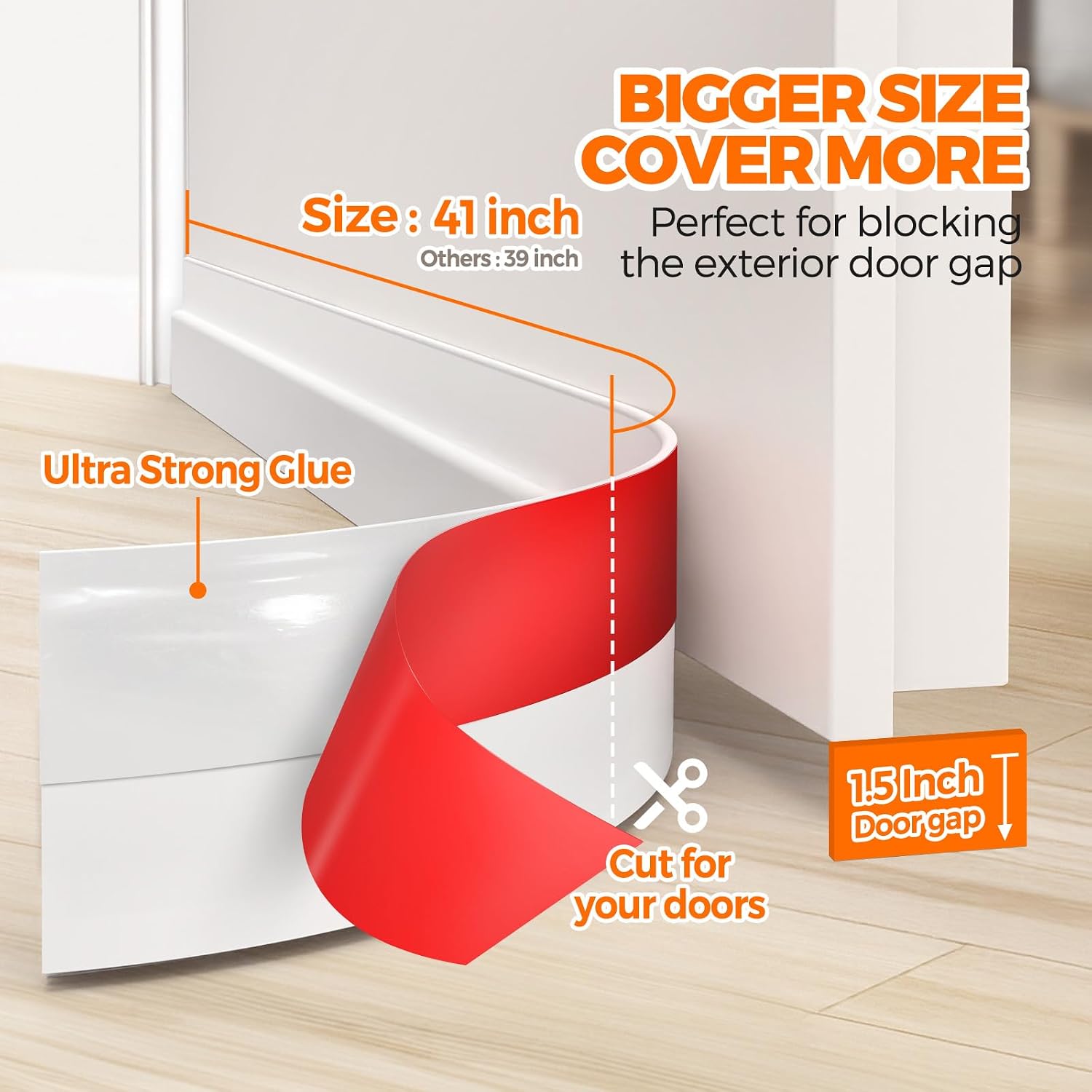 Detalle 2 de Holikme 8541850979 41-Inch Door Draft Stopper, White Silicone Seal