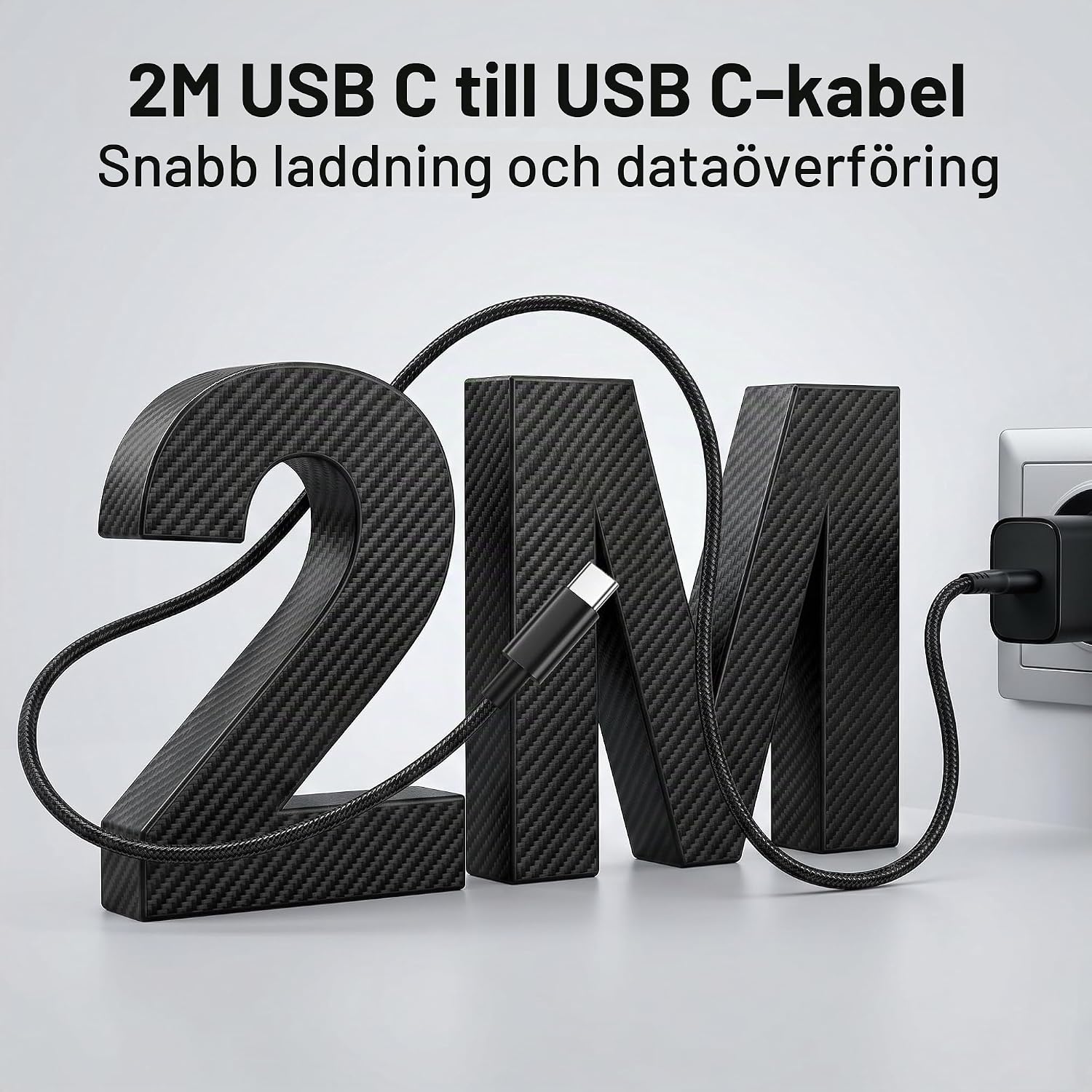 Detalle de Bamkey 45 W USB-C-snabbladdare med 2 m flätad kabel