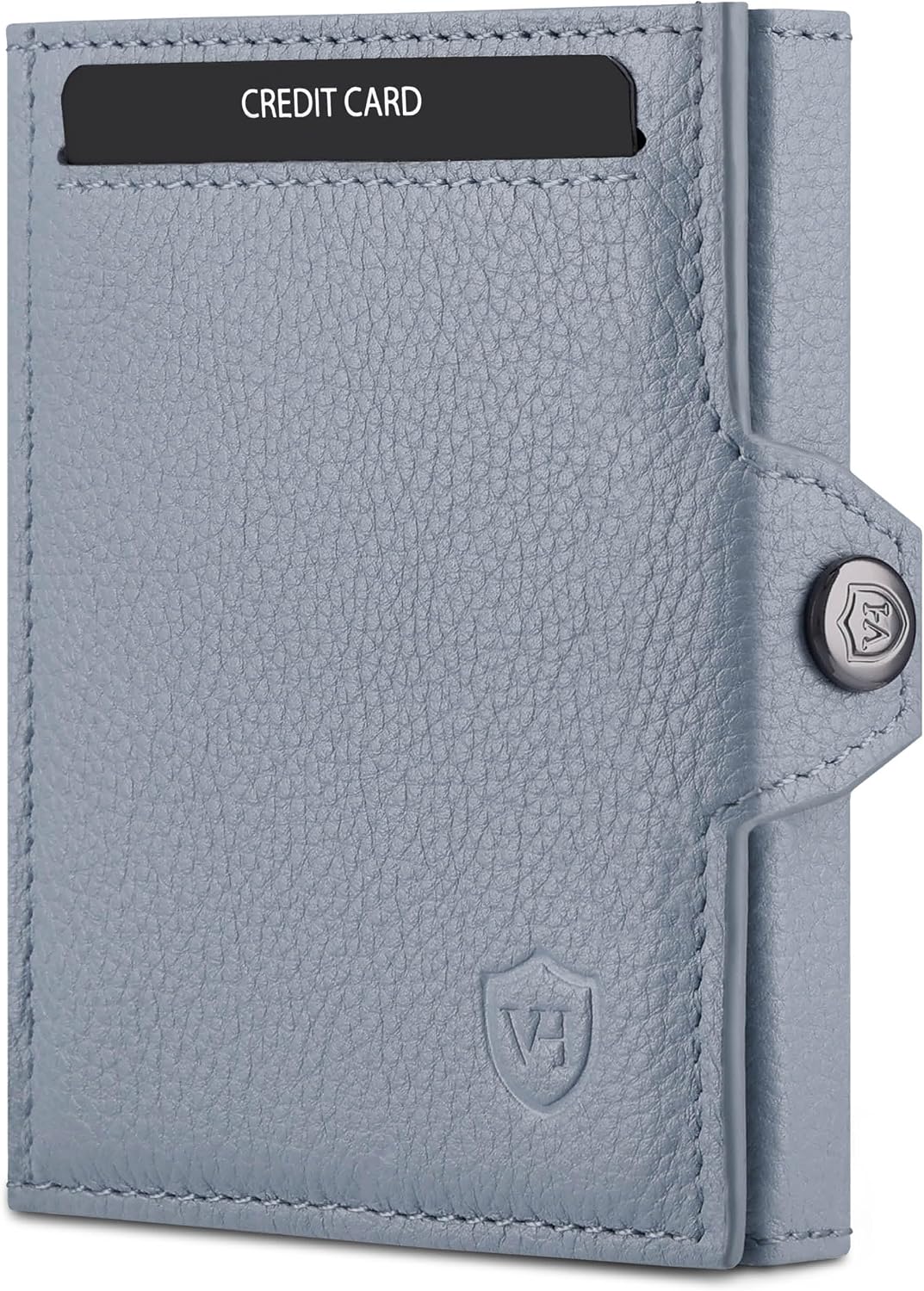 Detalle de VON HEESEN Slim Wallet mit Münzfach und RFID-Schutz – Mini-Geldbörse aus Leder in Hellblau
