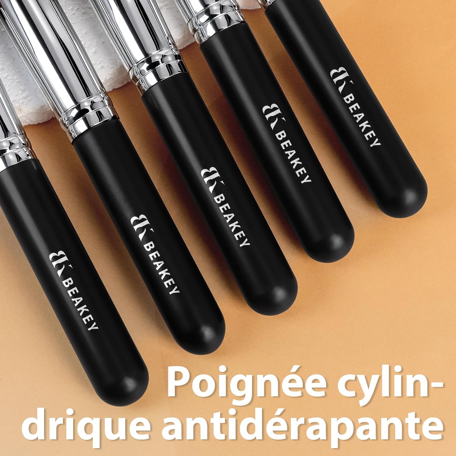 Thumbnail 4 de BEAKEY Lot de Pinceaux de Maquillage – 12 pièces avec étui noir (fond de teint, fard à paupières, blush, anticernes)