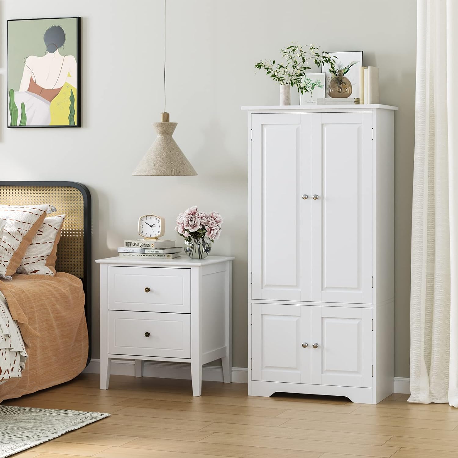 Thumbnail 5 de FOREHILL 771 Tall Kitchen Storage Cabinet, 4 Doors, Adjustable Shelf, White