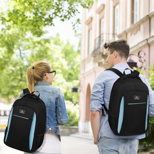 Detalle 2 de MATEIN Mochila Portátil 17 Pulgadas (Negro-Azul): organización y comodidad para trabajo y viaje