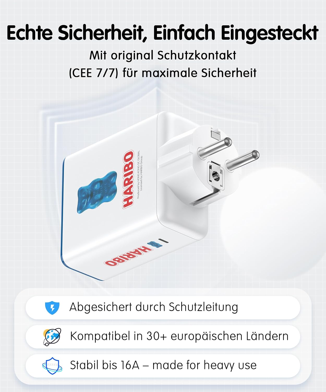 Thumbnail 3 de HARIBO 100W USB-C Ladegerät 4-Port Netzteil (3× USB-C + 1× USB-A) mit PD/PPS, Blau