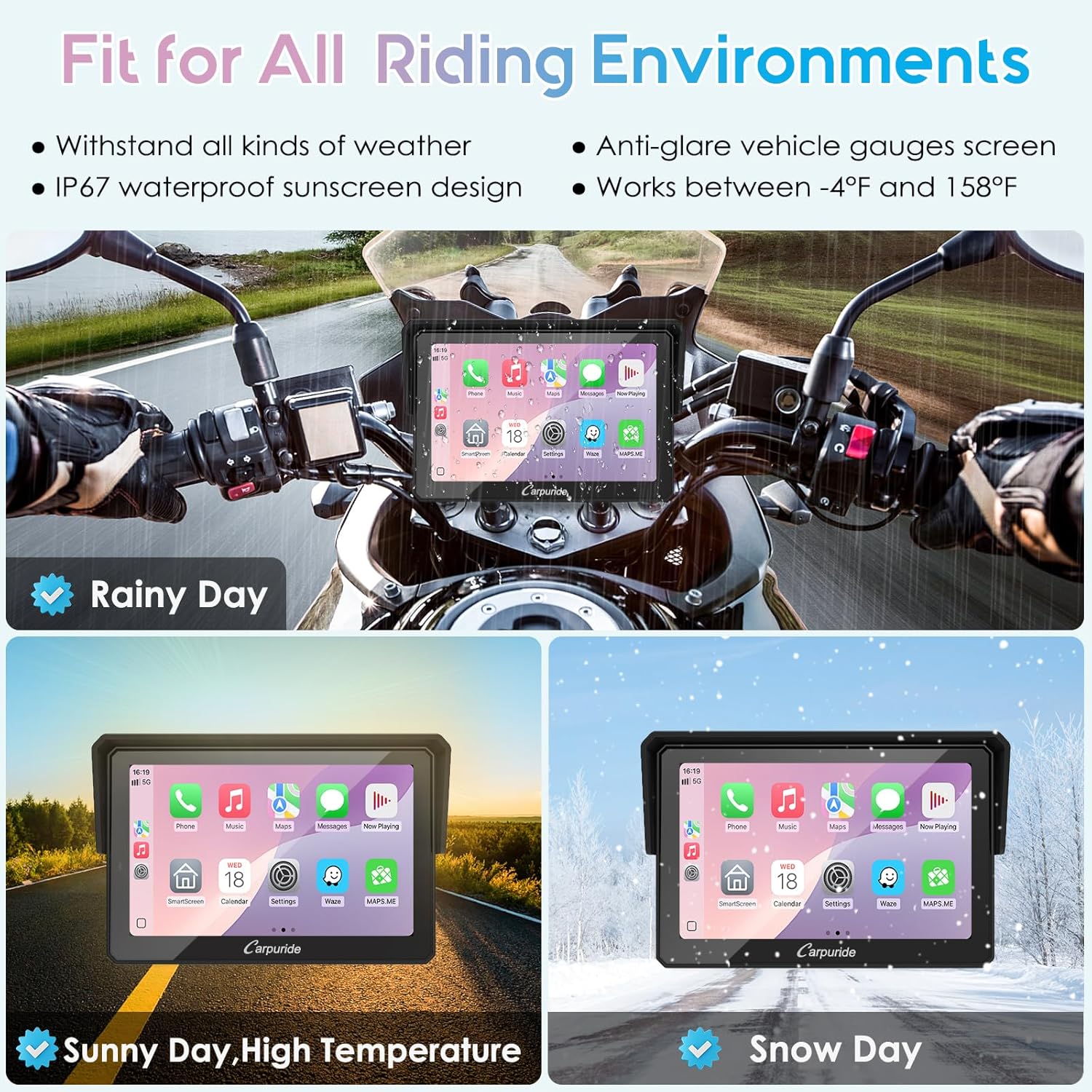 Thumbnail 6 de Carpuride W502PRO Motorrad‑CarPlay 5 Zoll