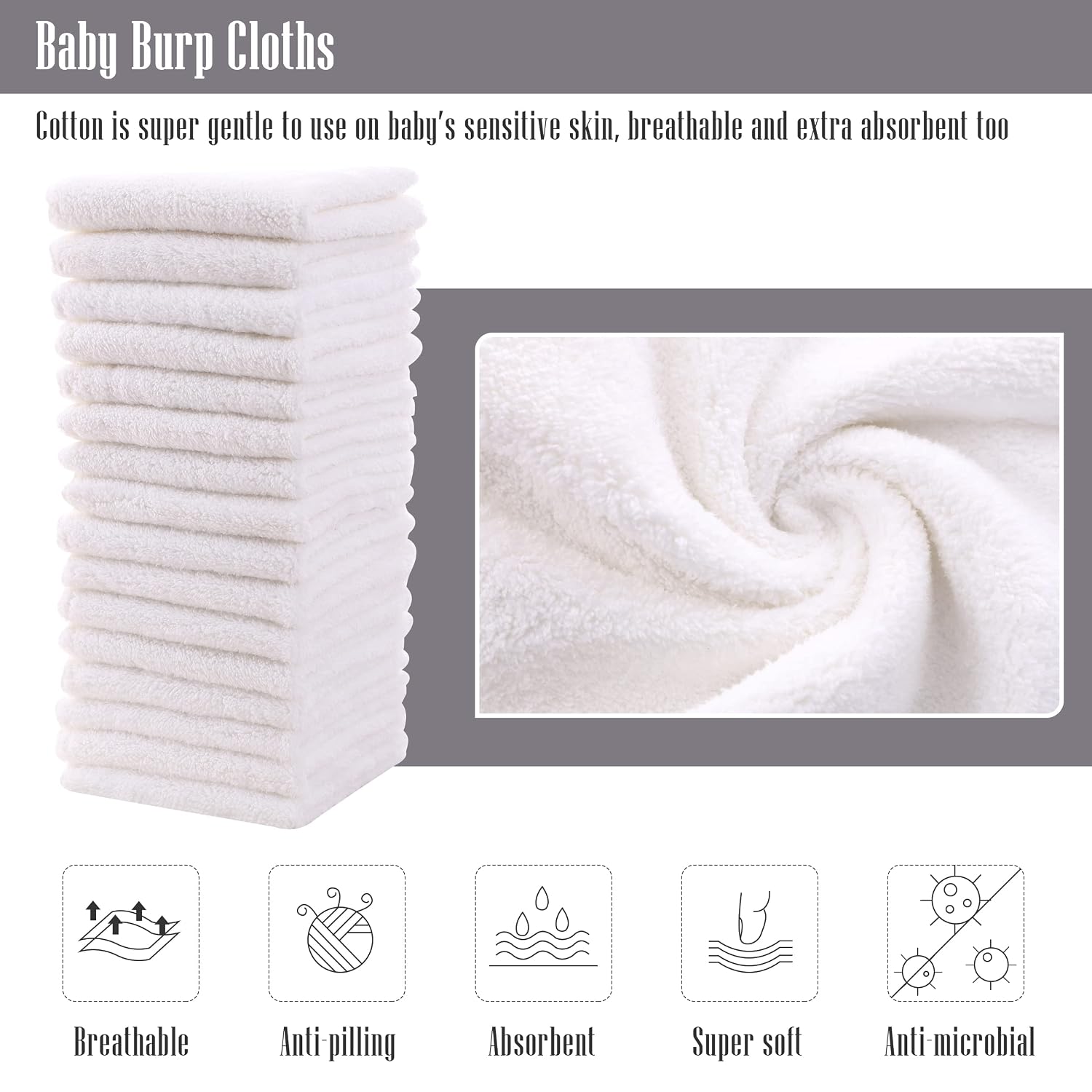 Detalle 2 de Cute Castle Baby Washcloths, 9 by 9 inches