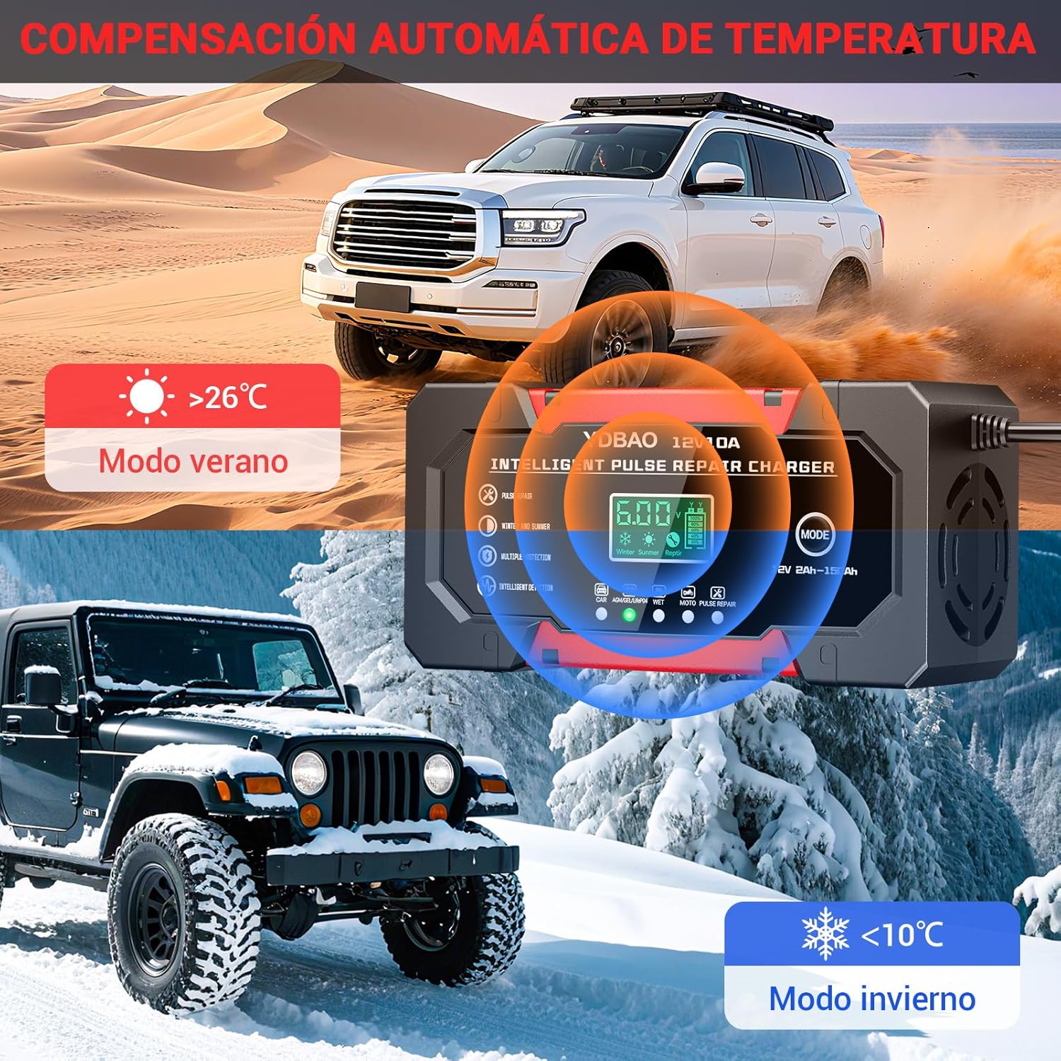Thumbnail 6 de YDBAO Cargador baterías 12V 10A