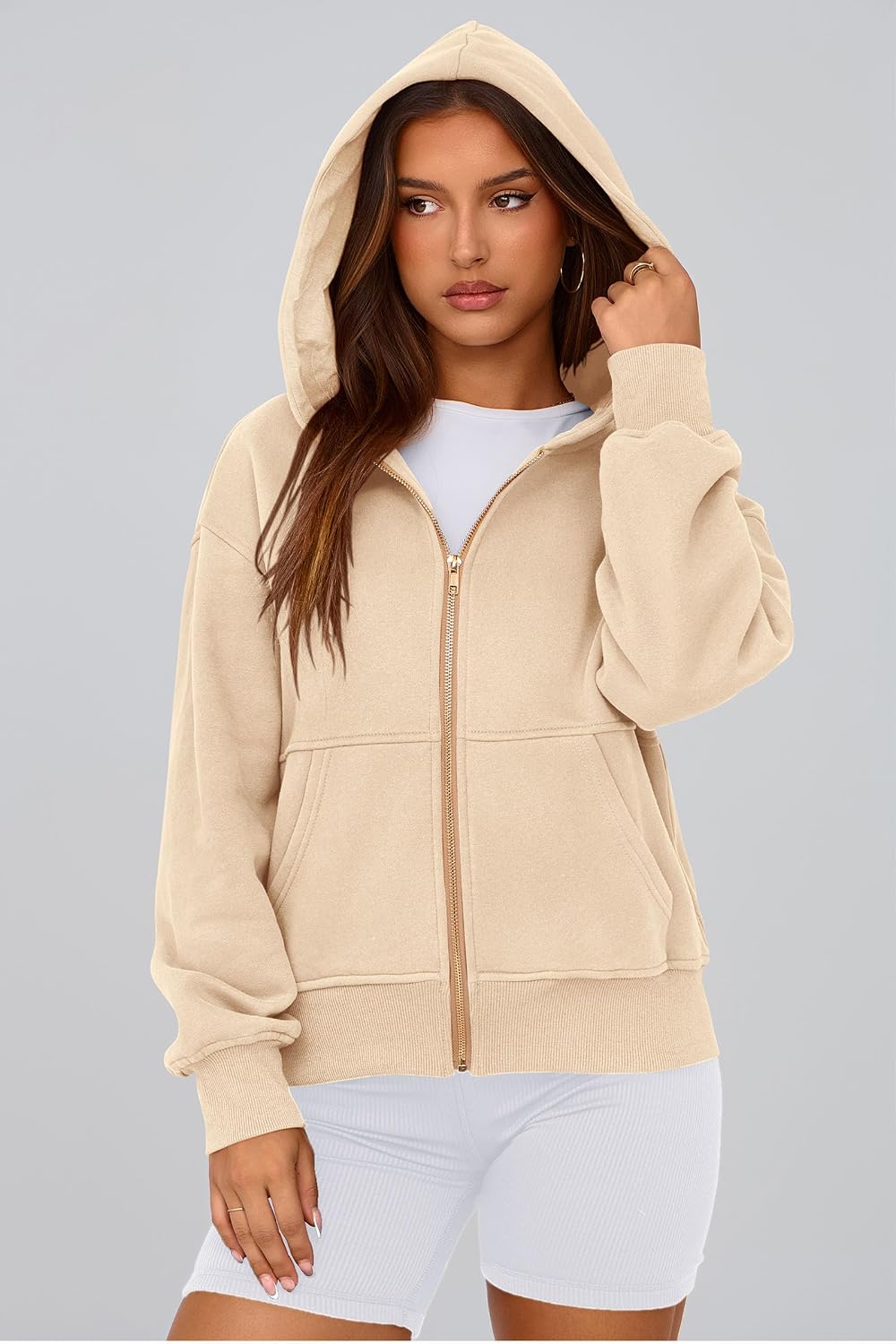 Detalle 2 de PRETTYGARDEN Women's Fleece-Lined Zip-Up Hoodie with Pockets
