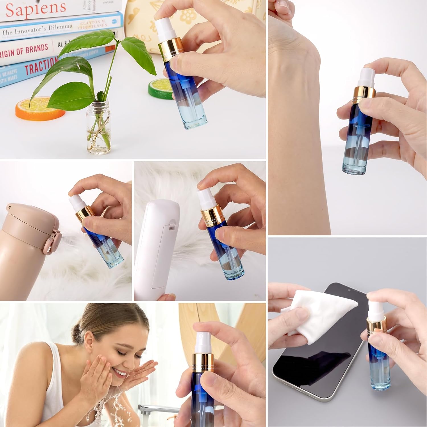 Thumbnail 5 de Unxuey 8 Pack 10ml Mini Travel Spray Bottles (Glass, Leak-Proof, Fine Mist)