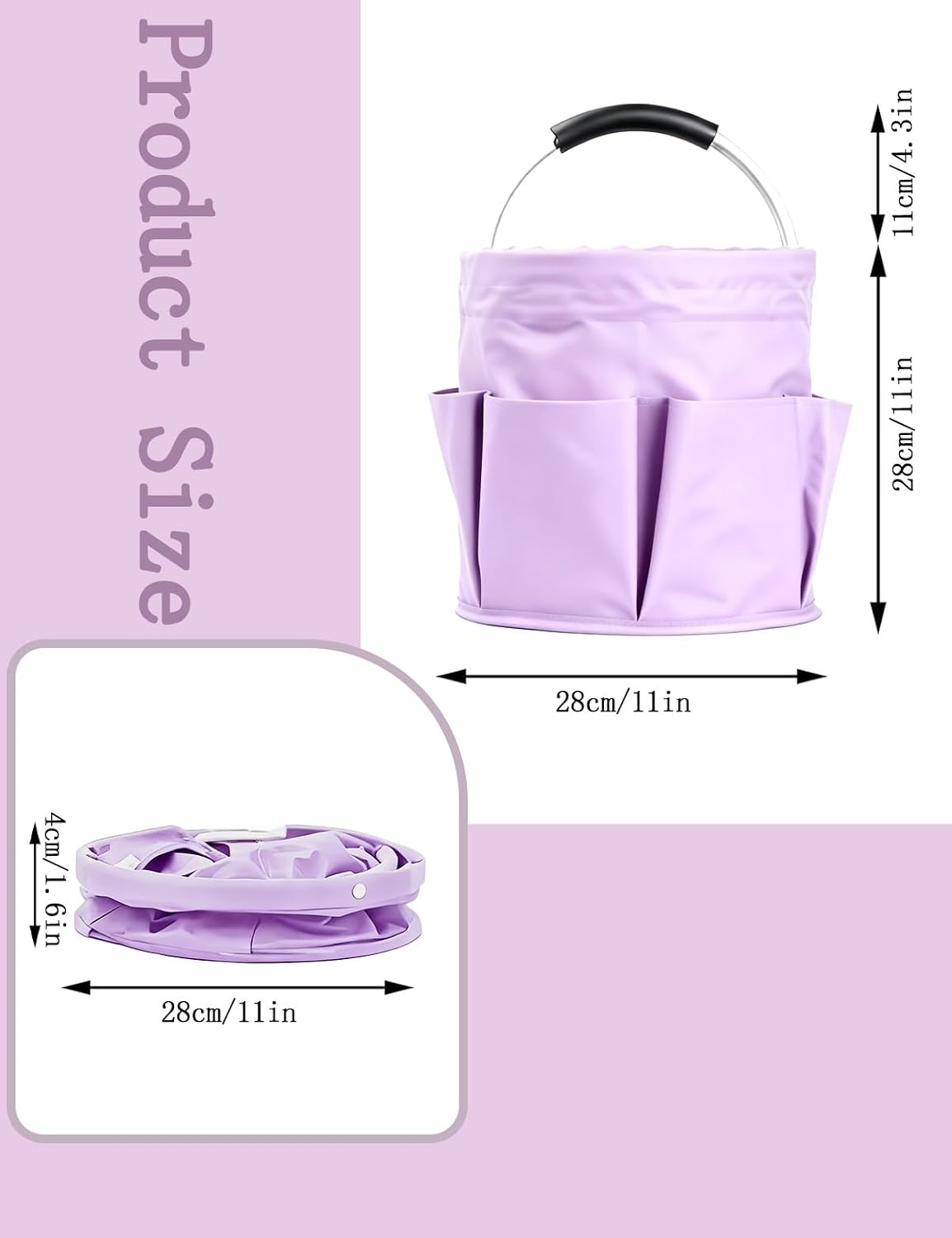 Detalle 2 de CIHTL A0022 Cleaning Caddy, 17L Foldable Organizer with 6 Pockets