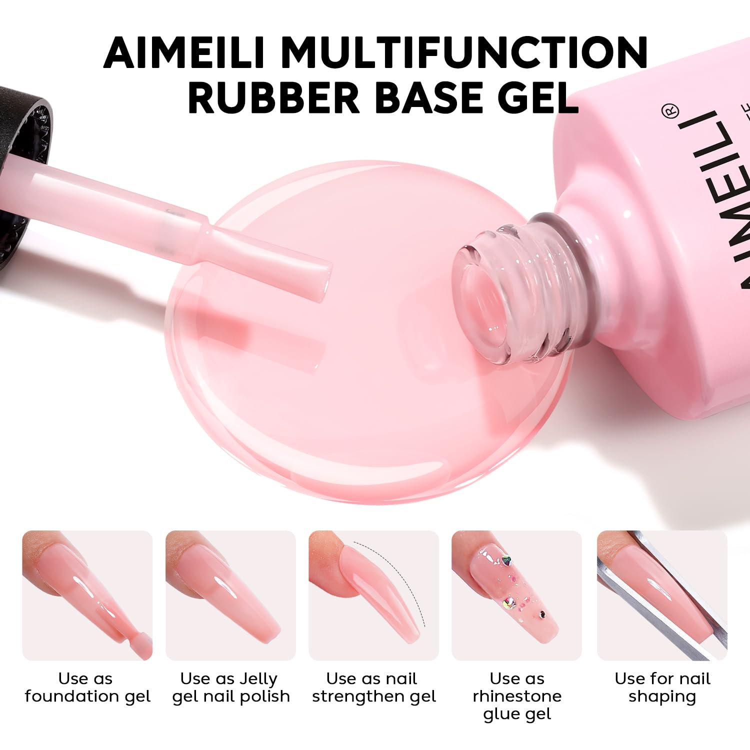 Thumbnail 2 de AIMEILI Rubber Base Gel Set (6-teilig, 6 x 10 ml) als Rubber Base Coat für UV/LED Nägel