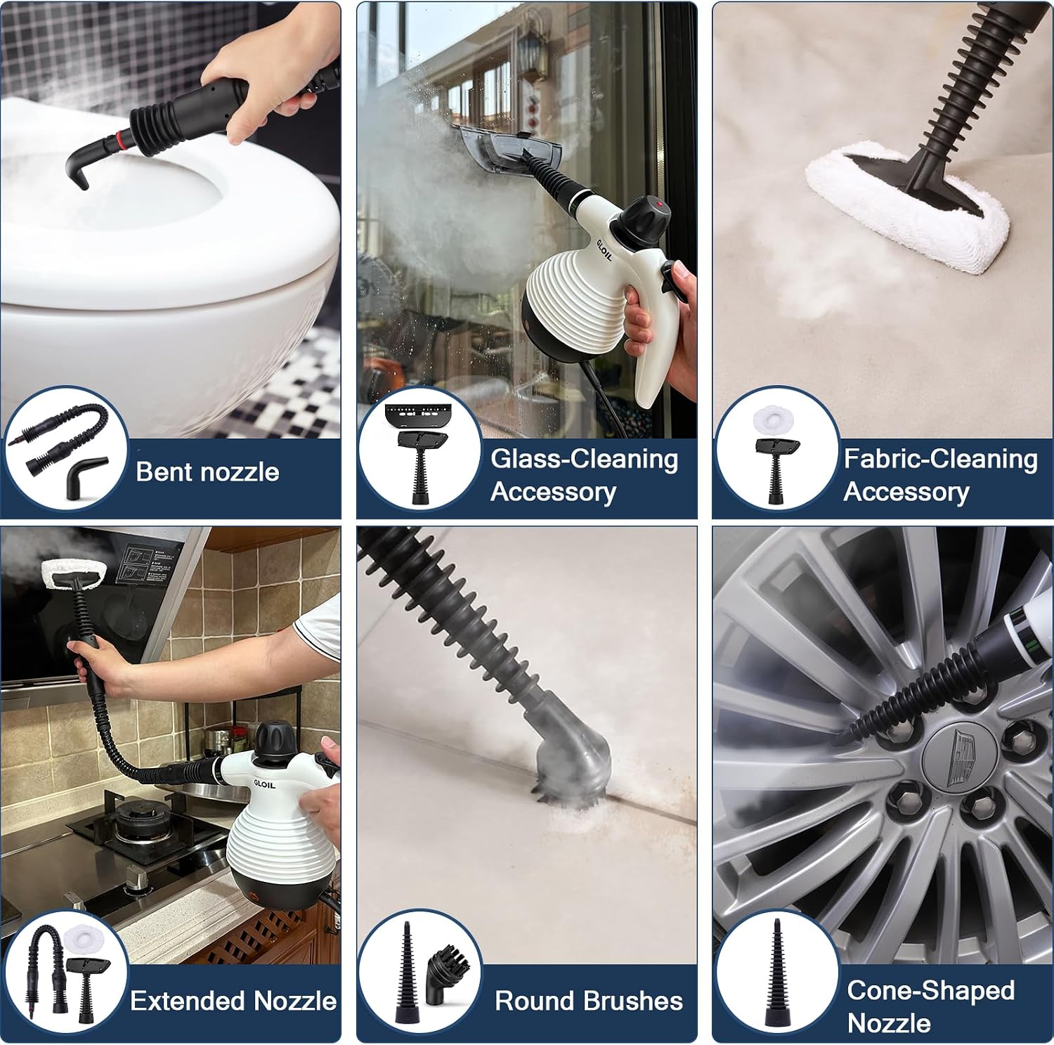 Thumbnail 4 de GLOIL SC301 Handheld Steam Cleaner with 221°F Steam and 10 Accessories