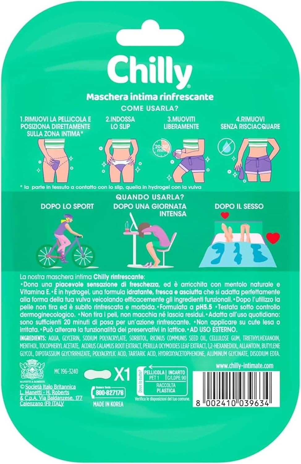 Thumbnail 1 de Chilly Maschera Rinfrescante per le Parti Intime Femminili – Hydrogel con Vitamina B5, Bisabolol e Mentolo