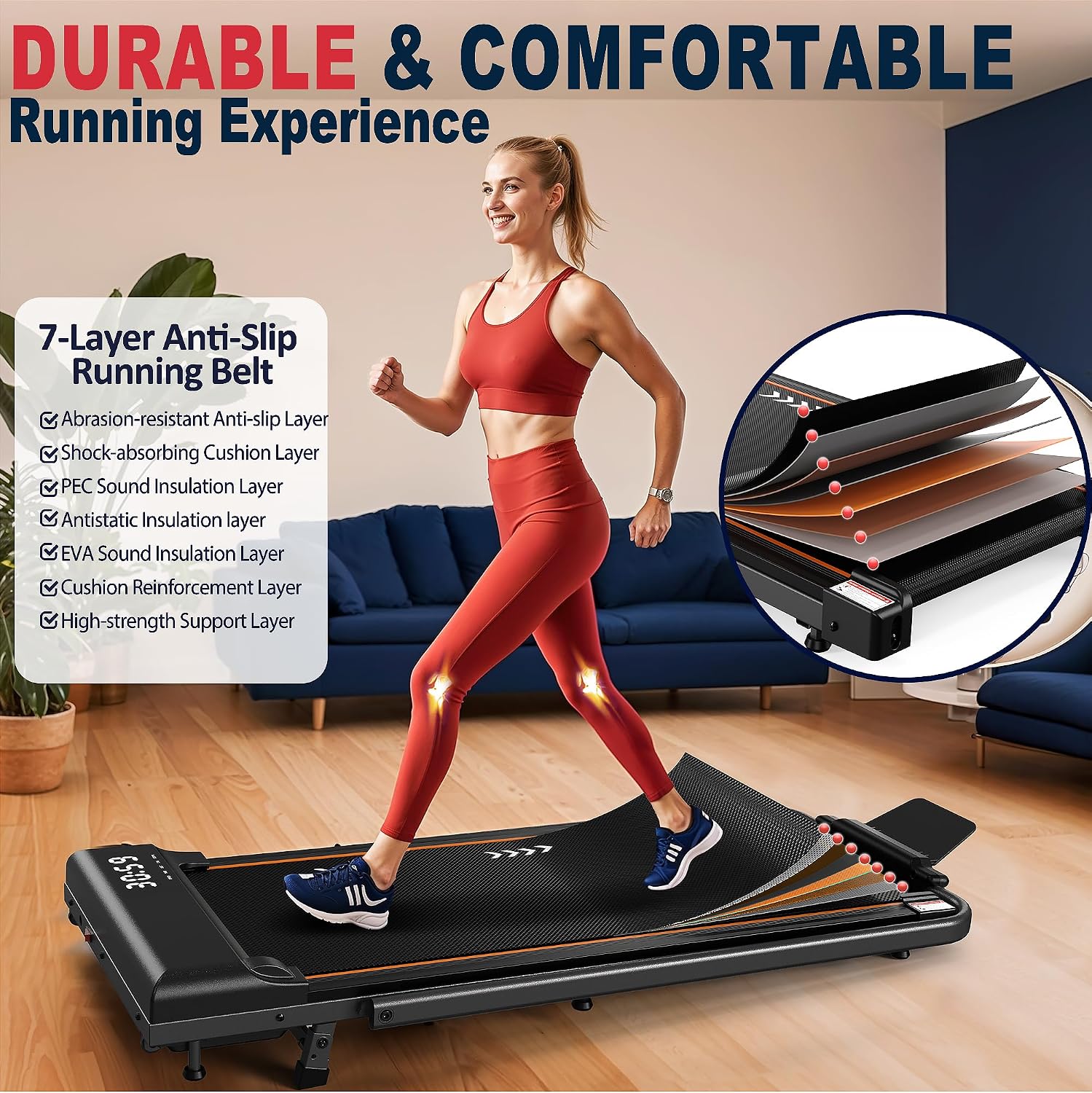 Detalle 1 de Orisyn TW2 plooibare 2-in-1-loopband, 1–12 km/u en manuele helling van 7%