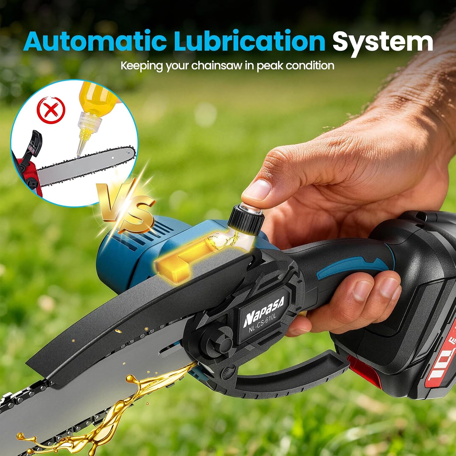 Thumbnail 5 de Brushless Mini Chainsaw Cordless 1100W 8000mAh